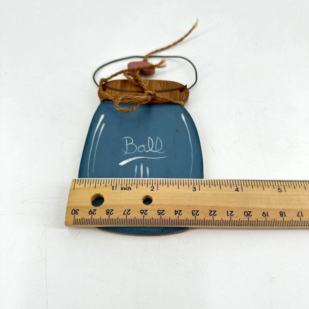 Hand Painted Wooden Mason Jar Wall‎ Hanging Blue Rustic Farmhouse Decor Heart